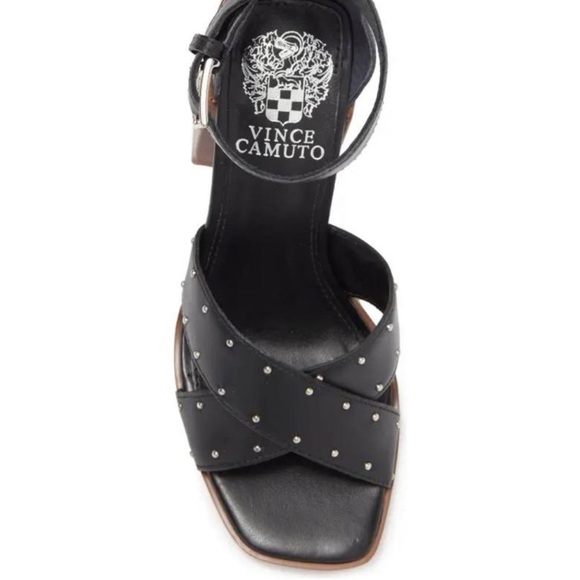 Vince Camuto Nilambie Studded Ankle Strap Sandal In Black Soft Silky Leather sz9 - Picture 3 of 6